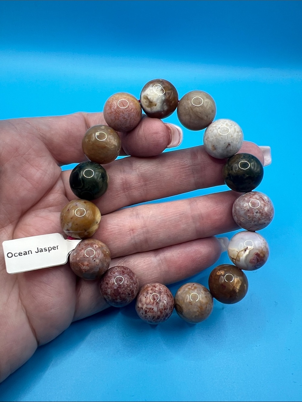 Ocean Jasper Multi-Color Beaded Stretch Bracelet 12-14mm